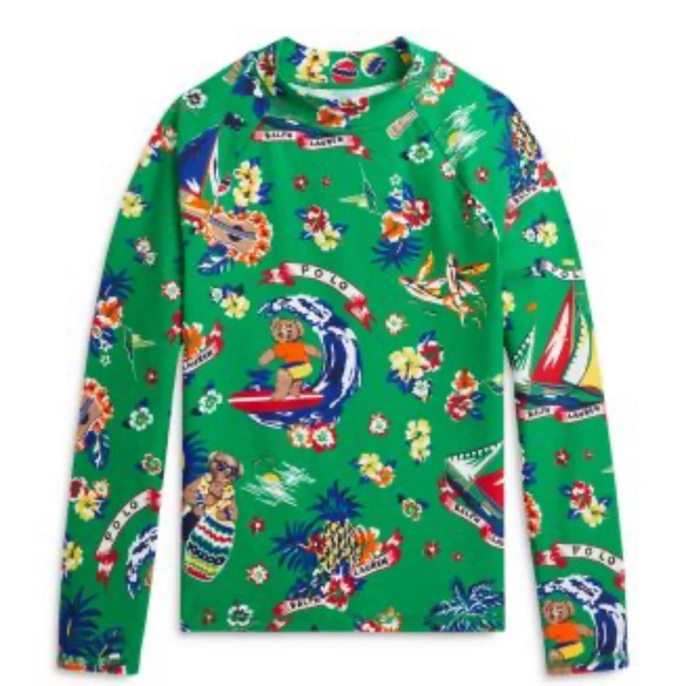 NWT Polo Ralph Lauren Boys‎ Polo Bear Rash Guard Swim Summer Vacation